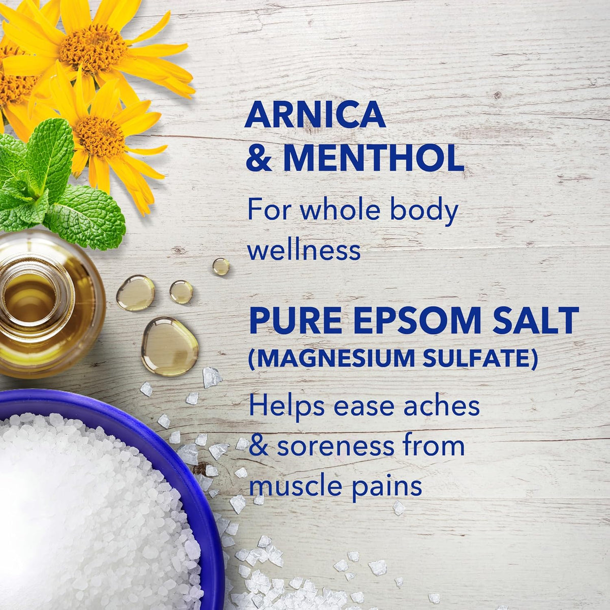 Arnica Body Relief Epsom Salt Magnesium Soak with Menthol & Essential Oils, Muscle Recovery, 3 lbs