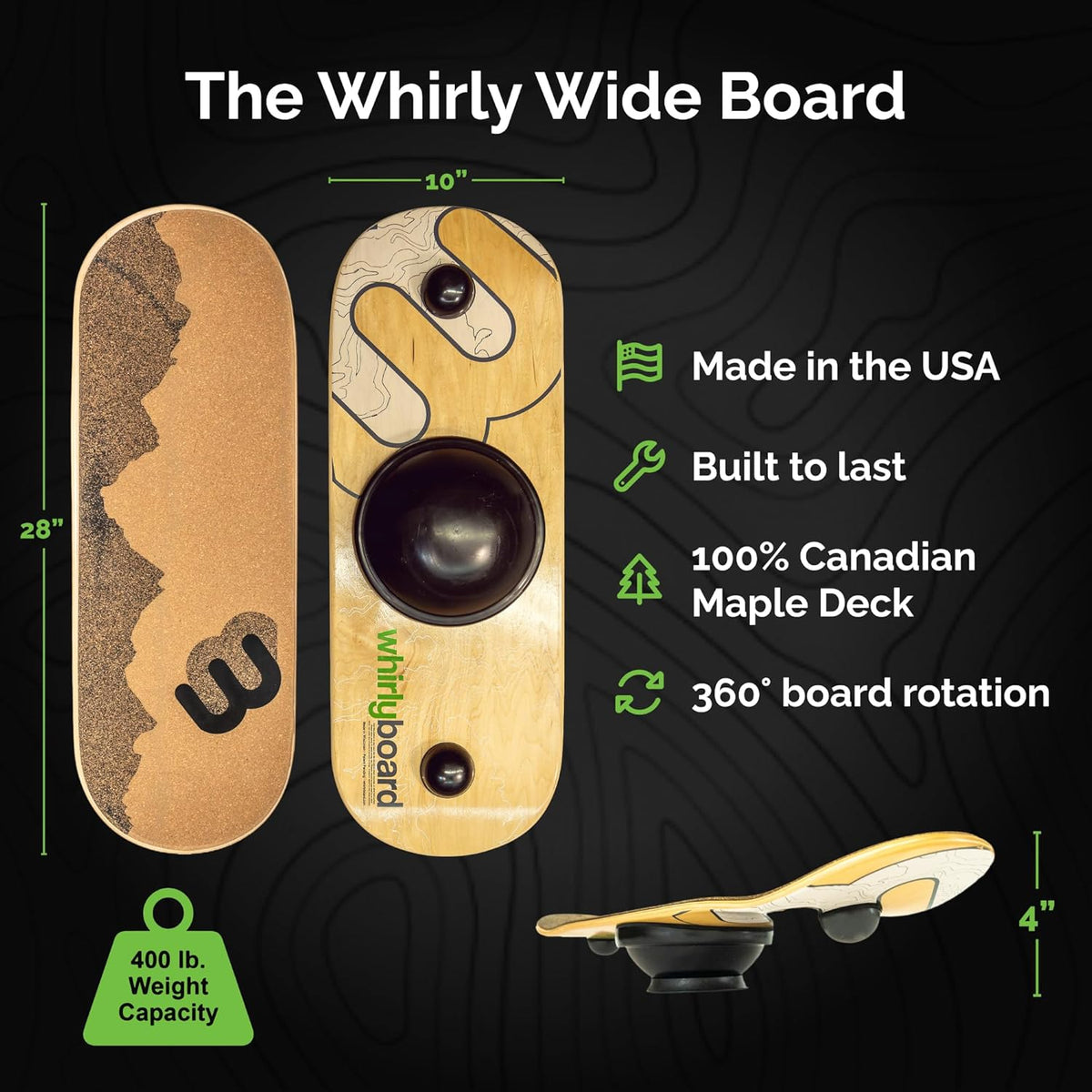 Wide 360˚ | Standing Desk Balance Board | Wobble Board Portable Home Gym | Snowboard Training | Surf trainer | Balance Board for Kids & Adults | Core Balance Trainer
