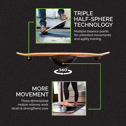 Wide 360˚ | Standing Desk Balance Board | Wobble Board Portable Home Gym | Snowboard Training | Surf trainer | Balance Board for Kids & Adults | Core Balance Trainer