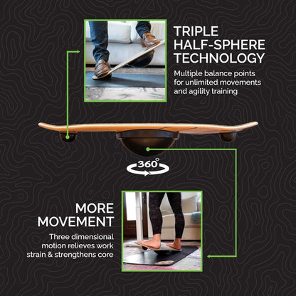 Wide 360˚ | Standing Desk Balance Board | Wobble Board Portable Home Gym | Snowboard Training | Surf trainer | Balance Board for Kids & Adults | Core Balance Trainer
