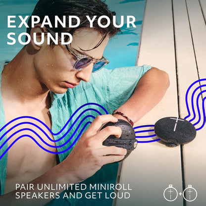 MINIROLL Ultra-Portable Waterproof Bluetooth Speaker, Balanced Bass, IP67 Dustproof, 131 ft (40 m) Range - Gentle Black