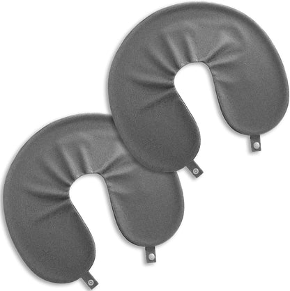 2 Pcs Travel Neck Pillow Cover with Zipper, Soft Reusable U-Shaped Neck Pillow Cover Washable Smooth Airplane Pillows Covers (No Filler)(Grey)