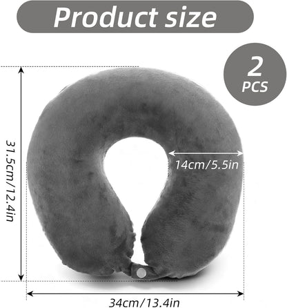 2 Pcs Travel Neck Pillow Cover with Zipper, Soft Reusable U-Shaped Neck Pillow Cover Washable Smooth Airplane Pillows Covers (No Filler)(Grey)