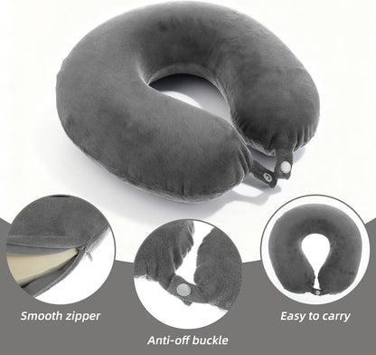 2 Pcs Travel Neck Pillow Cover with Zipper, Soft Reusable U-Shaped Neck Pillow Cover Washable Smooth Airplane Pillows Covers (No Filler)(Grey)