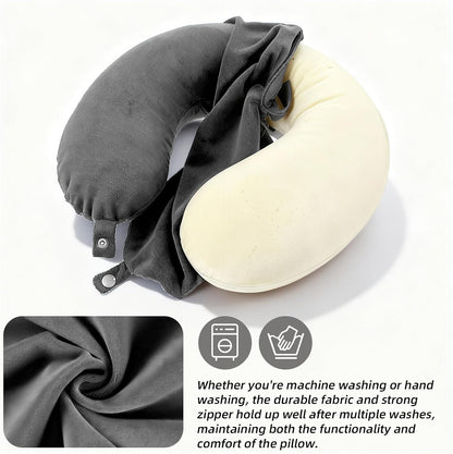 2 Pcs Travel Neck Pillow Cover with Zipper, Soft Reusable U-Shaped Neck Pillow Cover Washable Smooth Airplane Pillows Covers (No Filler)(Grey)