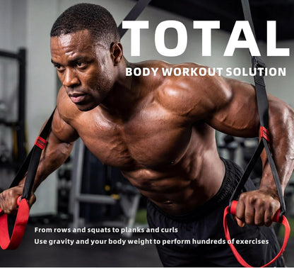 Suspension Straps Trainer with Built-in Door Anchor, All-in-One Bodyweight Training System for Home & Outdoor Use - Quick Setup in 1 Second