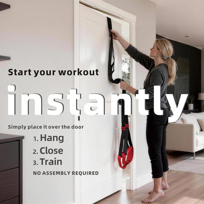 Suspension Straps Trainer with Built-in Door Anchor, All-in-One Bodyweight Training System for Home & Outdoor Use - Quick Setup in 1 Second