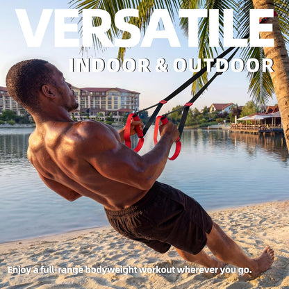 Suspension Straps Trainer with Built-in Door Anchor, All-in-One Bodyweight Training System for Home & Outdoor Use - Quick Setup in 1 Second