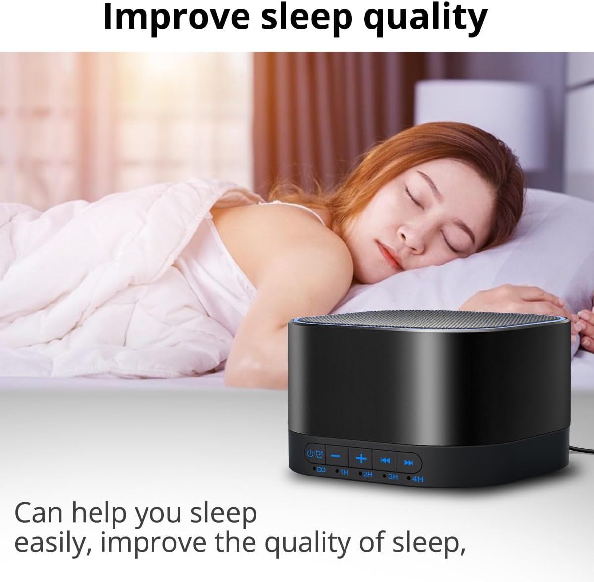 Sound White Noise Machine with 20 Non Looping Natural Soothing Sounds and Memory Function 32 Levels of Volume Powered by AC or USB and Sleep Sound Timer Therapy for Baby Kids Adults