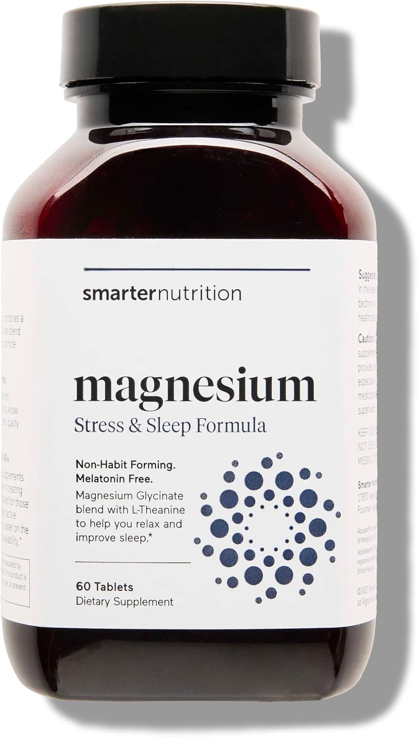 Magnesium Complex - Chelated Magnesium Glycinate with Citrate, Malate and L-Theanine for Sleep, Muscle Relaxation and Stress Support - Non-GMO - 60 Tablets[30DaySupply]