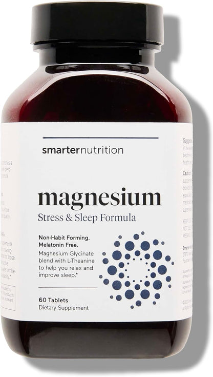 Magnesium Complex - Chelated Magnesium Glycinate with Citrate, Malate and L-Theanine for Sleep, Muscle Relaxation and Stress Support - Non-GMO - 60 Tablets[30DaySupply]