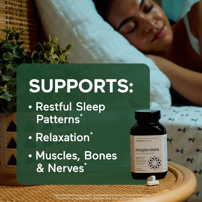 Magnesium Complex - Chelated Magnesium Glycinate with Citrate, Malate and L-Theanine for Sleep, Muscle Relaxation and Stress Support - Non-GMO - 60 Tablets[30DaySupply]