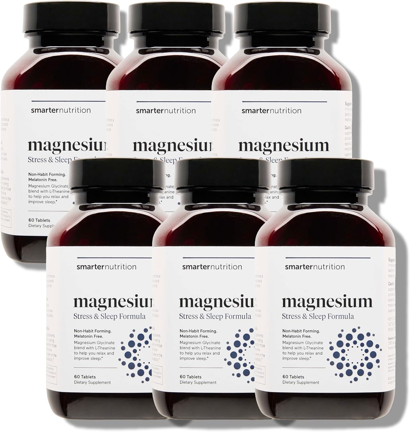 Magnesium Complex - Chelated Magnesium Glycinate with Citrate, Malate and L-Theanine for Sleep, Muscle Relaxation and Stress Support - Non-GMO - 60 Tablets[30DaySupply]