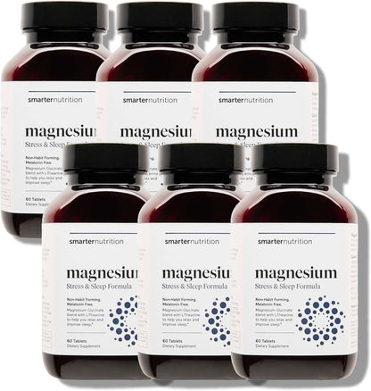 Magnesium Complex - Chelated Magnesium Glycinate with Citrate, Malate and L-Theanine for Sleep, Muscle Relaxation and Stress Support - Non-GMO - 60 Tablets[30DaySupply]
