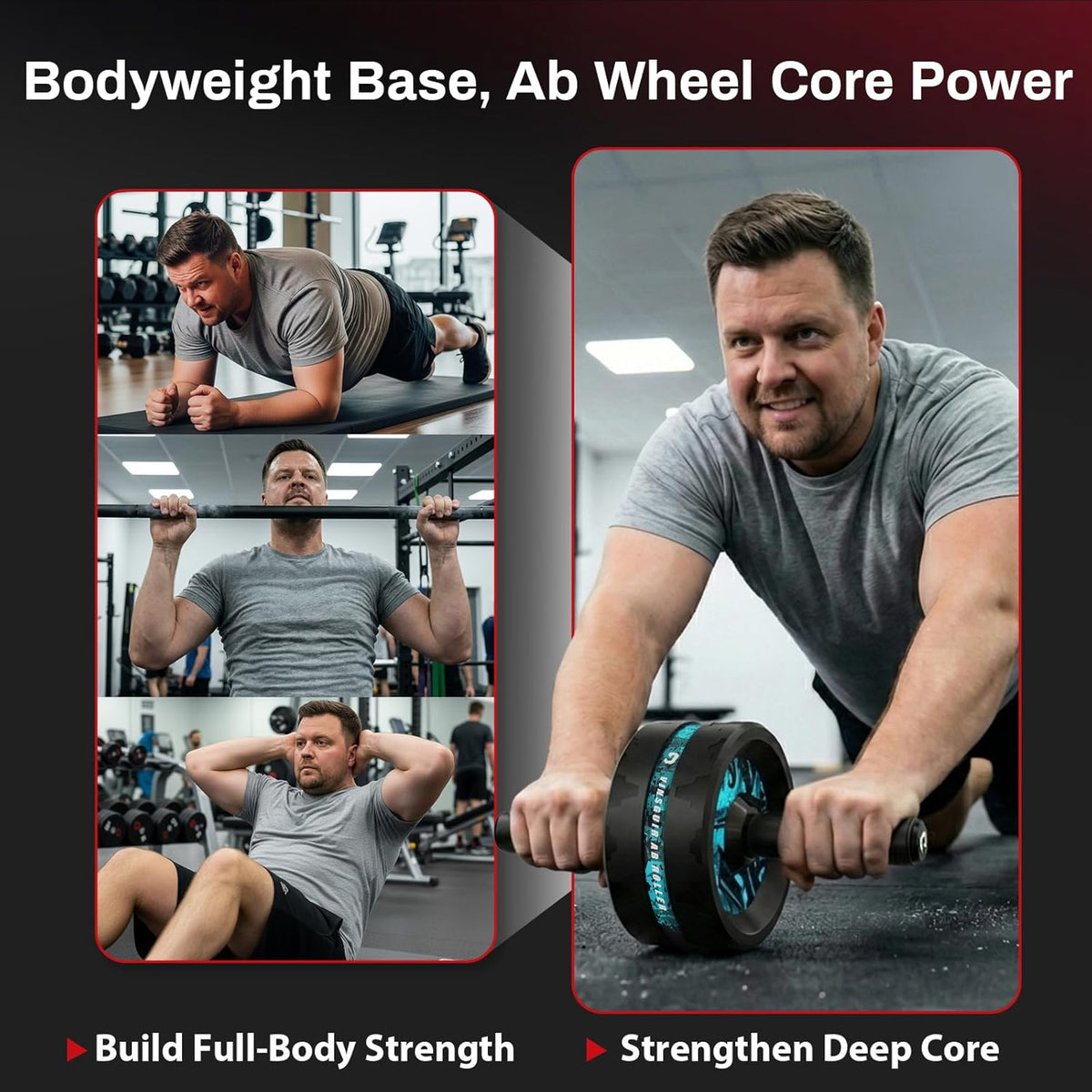 Ab Roller Wheel, Abs & Core Workout Equipment for Home Gym with Knee Pad Accessories, Abdominal Wheel for Full-body Strength Training