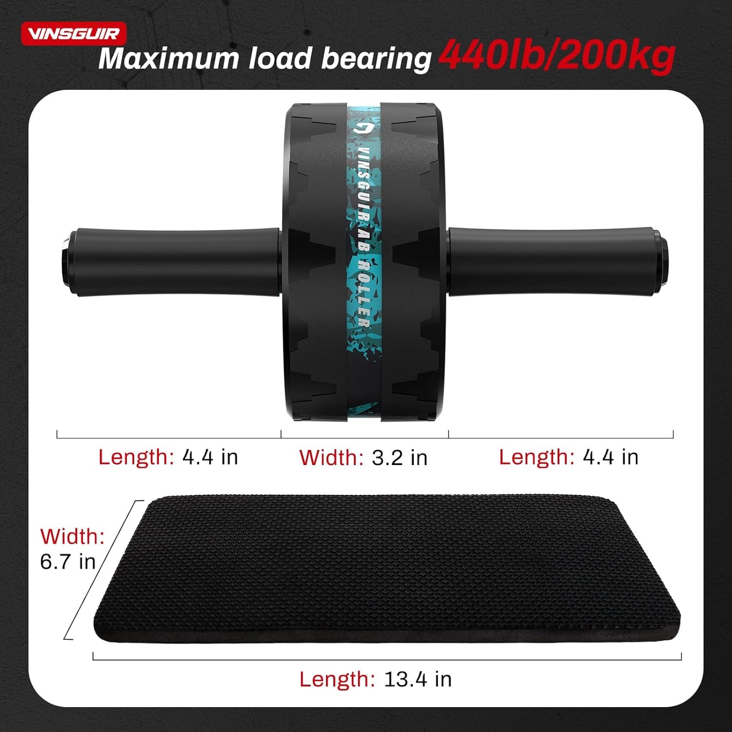Ab Roller Wheel, Abs & Core Workout Equipment for Home Gym with Knee Pad Accessories, Abdominal Wheel for Full-body Strength Training