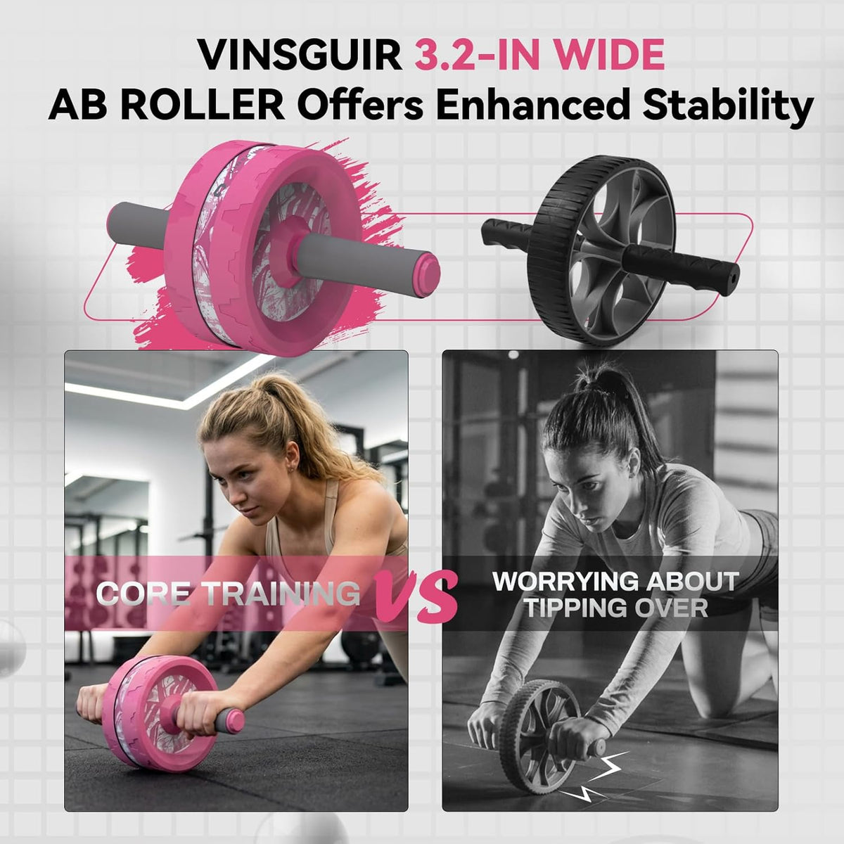 Ab Roller Wheel, Abs & Core Workout Equipment for Home Gym with Knee Pad Accessories, Abdominal Wheel for Full-body Strength Training