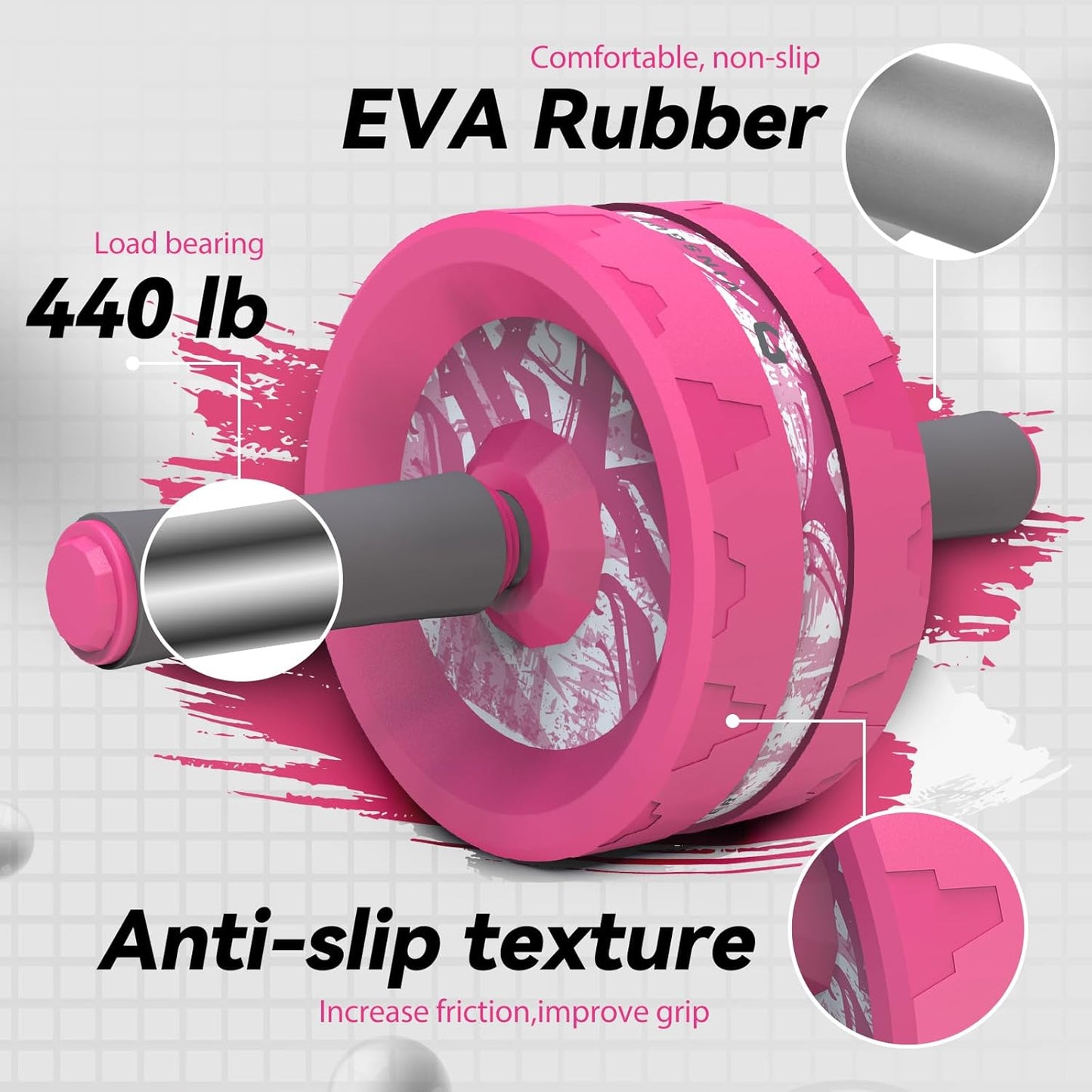 Ab Roller Wheel, Abs & Core Workout Equipment for Home Gym with Knee Pad Accessories, Abdominal Wheel for Full-body Strength Training