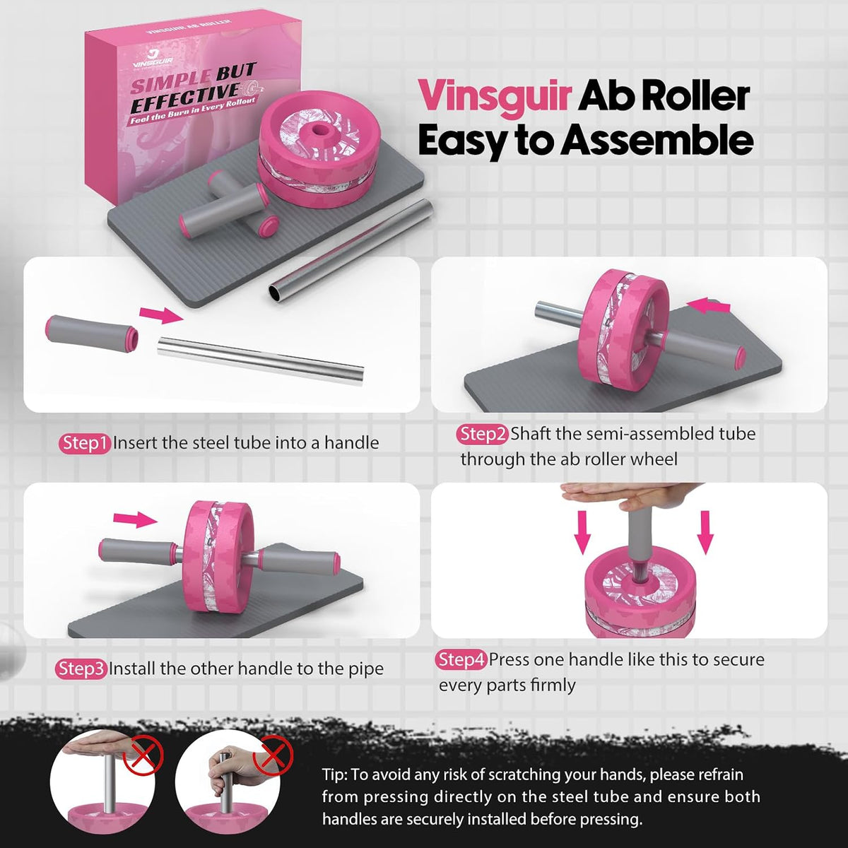 Ab Roller Wheel, Abs & Core Workout Equipment for Home Gym with Knee Pad Accessories, Abdominal Wheel for Full-body Strength Training