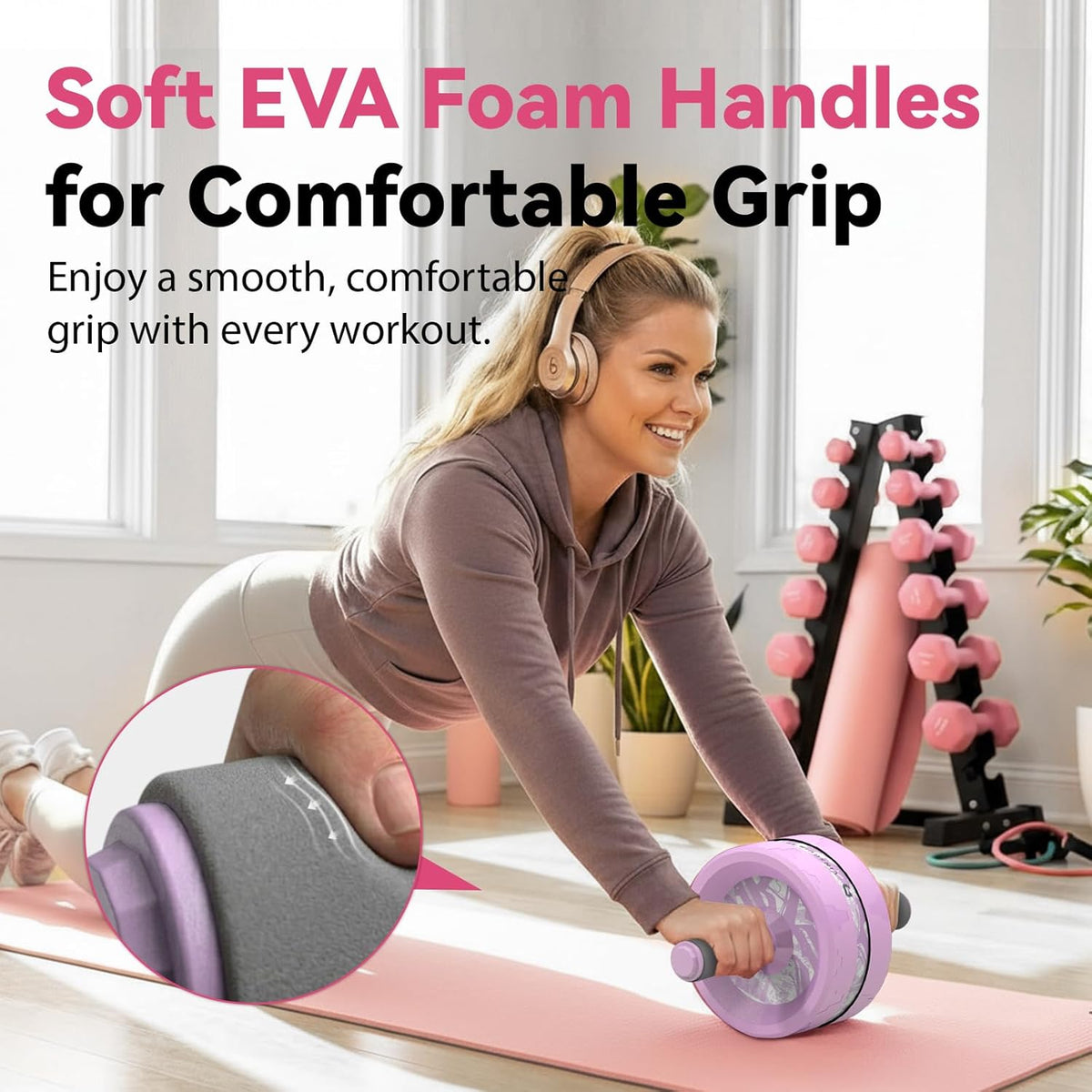 Ab Roller Wheel, Abs & Core Workout Equipment for Home Gym with Knee Pad Accessories, Abdominal Wheel for Full-body Strength Training