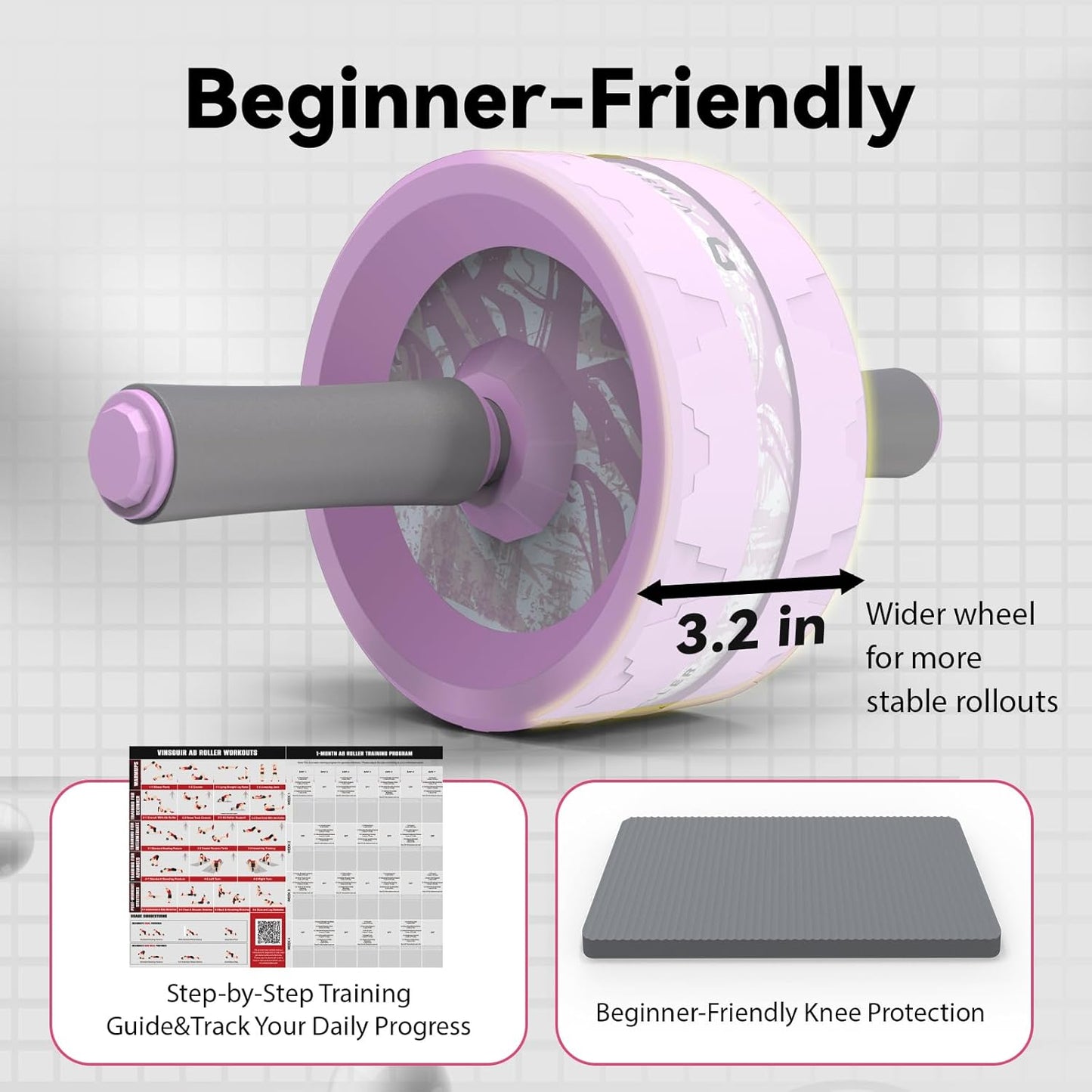 Ab Roller Wheel, Abs & Core Workout Equipment for Home Gym with Knee Pad Accessories, Abdominal Wheel for Full-body Strength Training