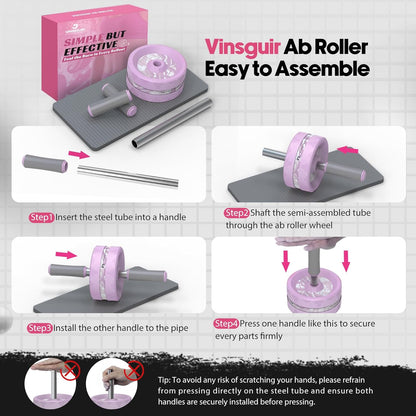 Ab Roller Wheel, Abs & Core Workout Equipment for Home Gym with Knee Pad Accessories, Abdominal Wheel for Full-body Strength Training