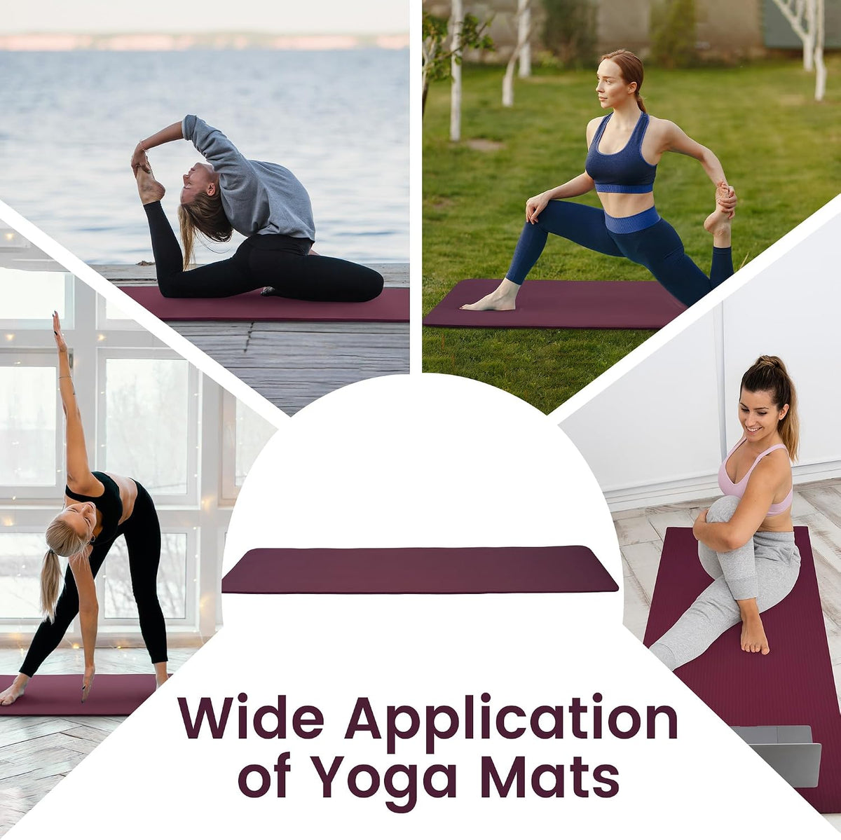 Yoga Mat, 1/2-Inch Extra Thick High Density Exercise Mat, Anti-Tear Exercise Yoga Mat with Carrying Strap, Suitable for Various Yoga Exercises
