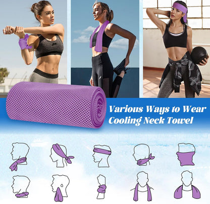 4 Packs Soft Breathable Cooling Towels for Neck and Face(40"x12")