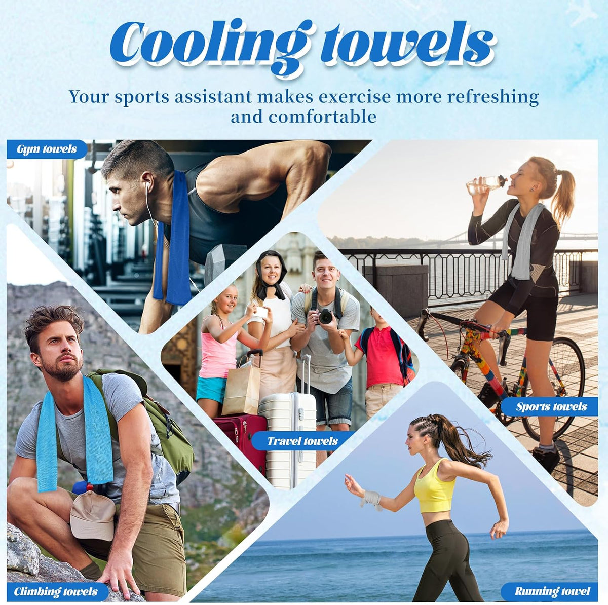 4 Packs Soft Breathable Cooling Towels for Neck and Face(40"x12")