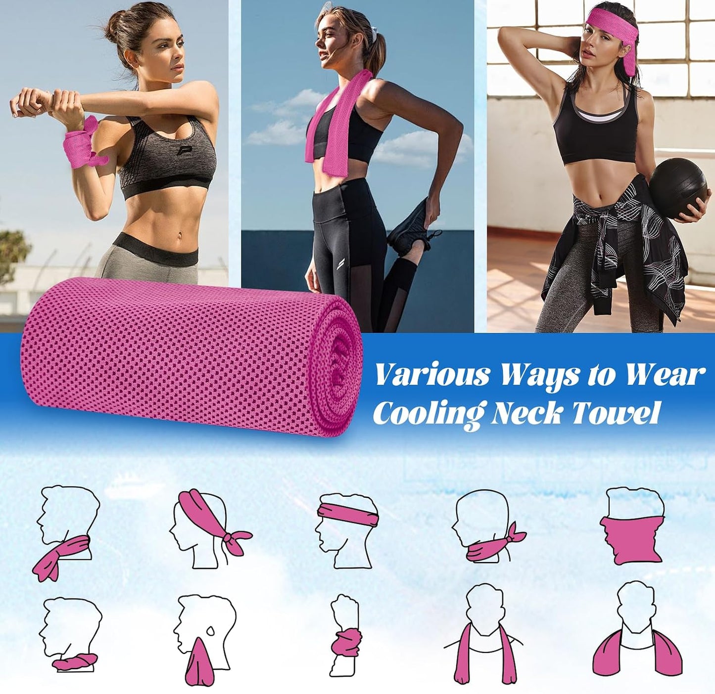 4 Packs Soft Breathable Cooling Towels for Neck and Face(40"x12")