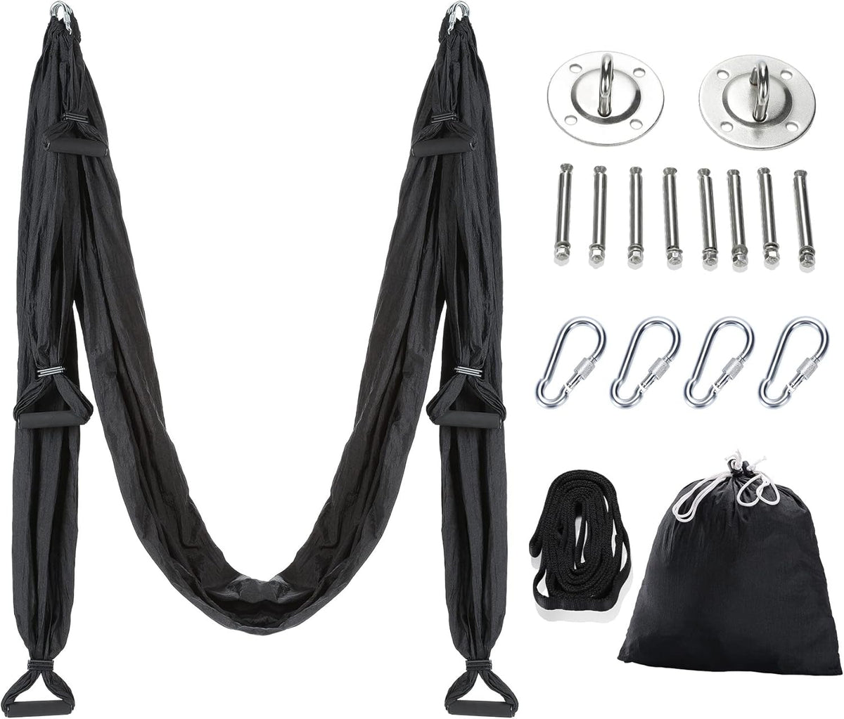 Aerial Yoga Swing Sling Strong Yoga Hammock Kit Set Trapeze Inversion Equipment Include 2 Extensions Straps and Ceiling Mounting Kit