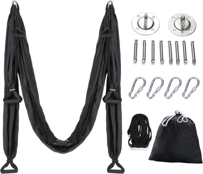 Aerial Yoga Swing Sling Strong Yoga Hammock Kit Set Trapeze Inversion Equipment Include 2 Extensions Straps and Ceiling Mounting Kit