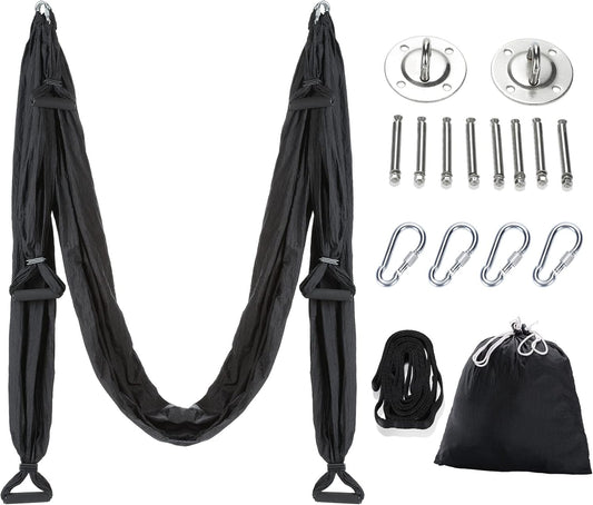 Aerial Yoga Swing Sling Strong Yoga Hammock Kit Set Trapeze Inversion Equipment Include 2 Extensions Straps and Ceiling Mounting Kit