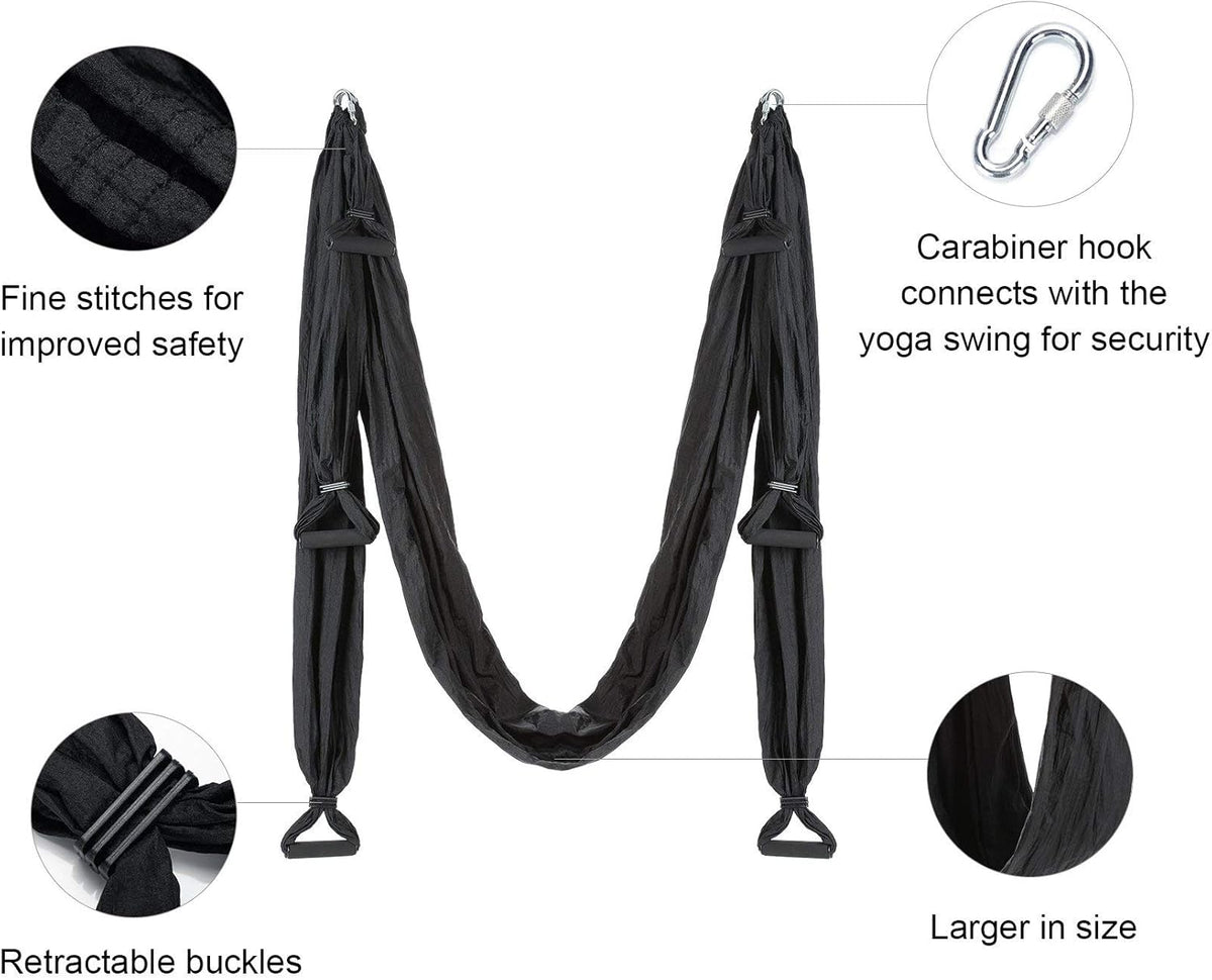 Aerial Yoga Swing Sling Strong Yoga Hammock Kit Set Trapeze Inversion Equipment Include 2 Extensions Straps and Ceiling Mounting Kit