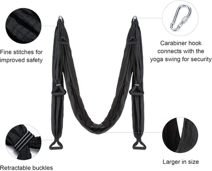 Aerial Yoga Swing Sling Strong Yoga Hammock Kit Set Trapeze Inversion Equipment Include 2 Extensions Straps and Ceiling Mounting Kit