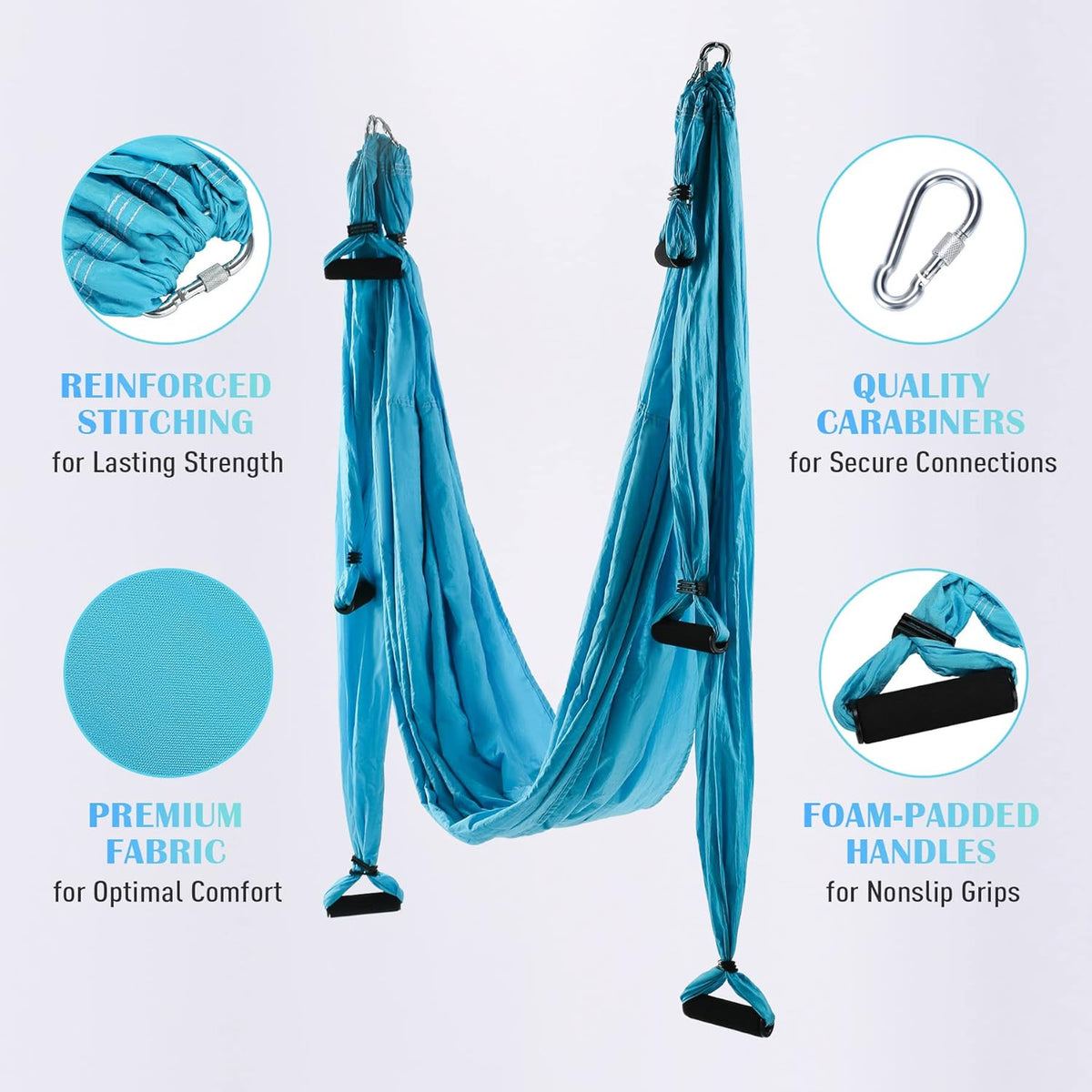 Aerial Yoga Swing Sling Strong Yoga Hammock Kit Set Trapeze Inversion Equipment Include 2 Extensions Straps and Ceiling Mounting Kit