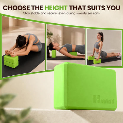 2 Pcs Yoga Blocks, High Density EVA Foam, Non-Slip, 9x6x3" | Closed-cell EVA foam is latex-free, moisture-resistant, odor-free, easy to wipe clean, and built to last
