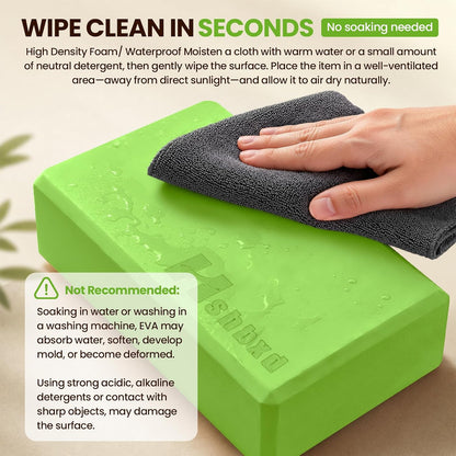 2 Pcs Yoga Blocks, High Density EVA Foam, Non-Slip, 9x6x3" | Closed-cell EVA foam is latex-free, moisture-resistant, odor-free, easy to wipe clean, and built to last