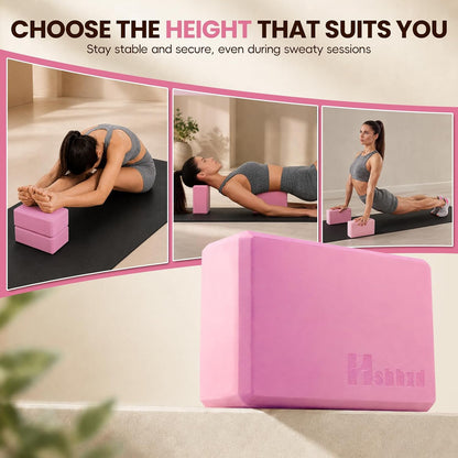 2 Pcs Yoga Blocks, High Density EVA Foam, Non-Slip, 9x6x3" | Closed-cell EVA foam is latex-free, moisture-resistant, odor-free, easy to wipe clean, and built to last