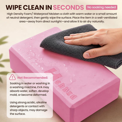 2 Pcs Yoga Blocks, High Density EVA Foam, Non-Slip, 9x6x3" | Closed-cell EVA foam is latex-free, moisture-resistant, odor-free, easy to wipe clean, and built to last