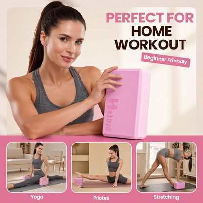 2 Pcs Yoga Blocks, High Density EVA Foam, Non-Slip, 9x6x3" | Closed-cell EVA foam is latex-free, moisture-resistant, odor-free, easy to wipe clean, and built to last