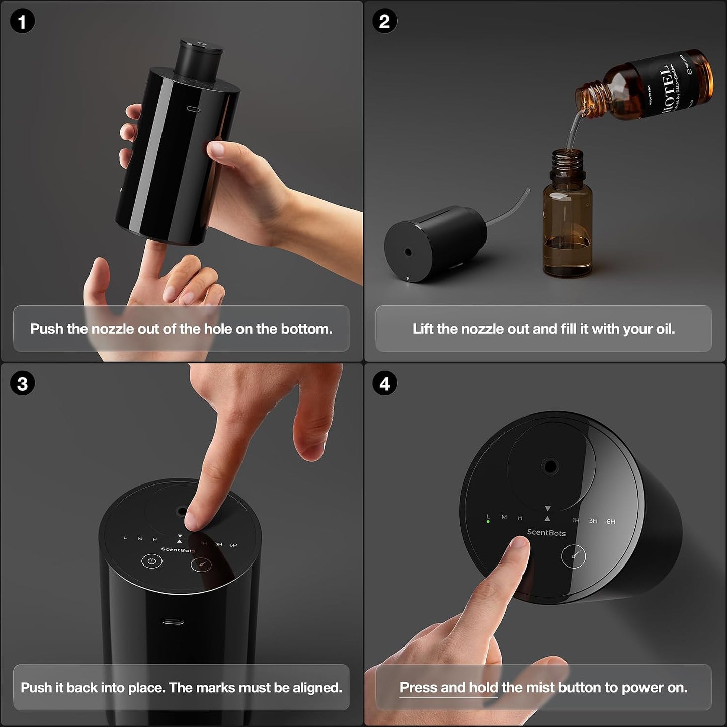 ANZ Waterless Diffuser for Essential Oil for Home, Room, Black
