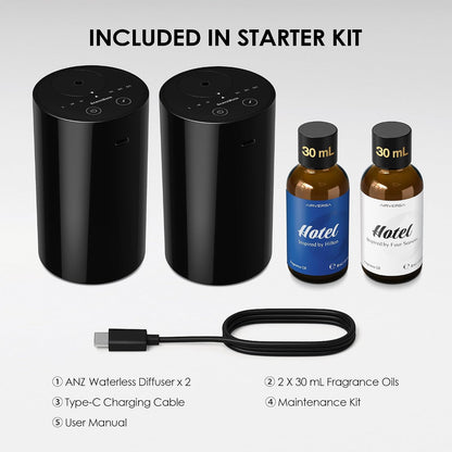 ANZ Waterless Diffuser for Essential Oil for Home, Room, Black