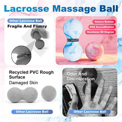 Massage Lacrosse Balls for Myofascial Release, Quality Certification, Massage Deep Tissue for Back and Shoulder, Trigger Point Therapy, Muscle Knots, Relieving Muscle Pain