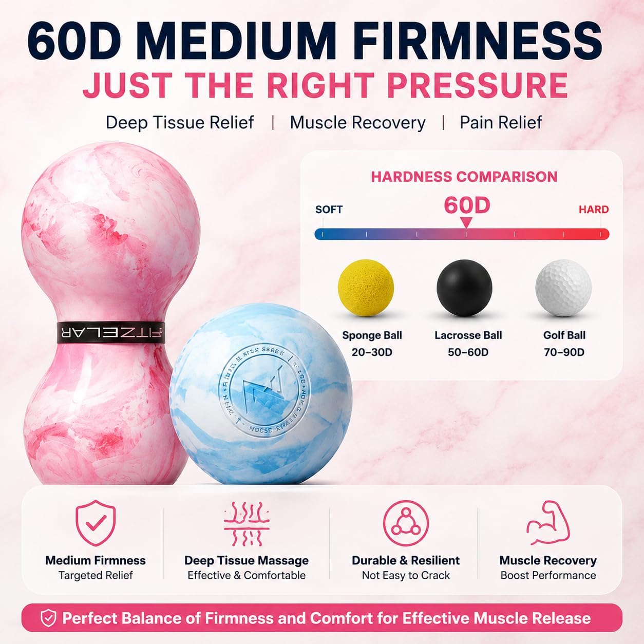 Massage Lacrosse Balls for Myofascial Release, Quality Certification, Massage Deep Tissue for Back and Shoulder, Trigger Point Therapy, Muscle Knots, Relieving Muscle Pain
