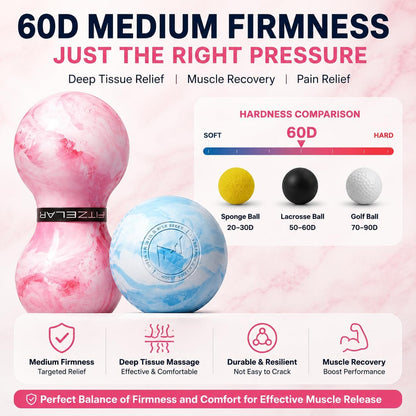 Massage Lacrosse Balls for Myofascial Release, Quality Certification, Massage Deep Tissue for Back and Shoulder, Trigger Point Therapy, Muscle Knots, Relieving Muscle Pain