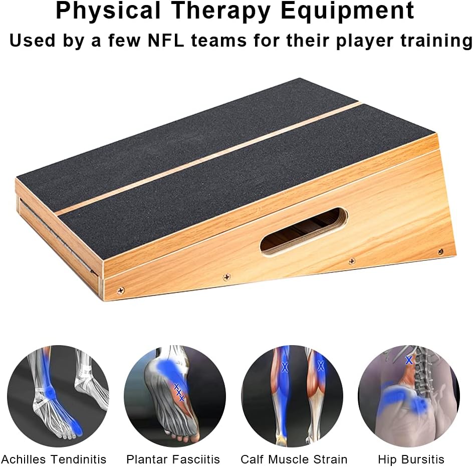 Professional Wooden Slant Board, Adjustable Incline Board, and Calf Stretcher, Stretch Board - Extra Side-Handle Design for Portability, Full-Coverage