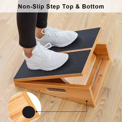 Professional Wooden Slant Board, Adjustable Incline Board, and Calf Stretcher, Stretch Board - Extra Side-Handle Design for Portability, Full-Coverage