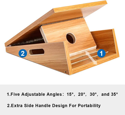 Professional Wooden Slant Board, Adjustable Incline Board, and Calf Stretcher, Stretch Board - Extra Side-Handle Design for Portability, Full-Coverage