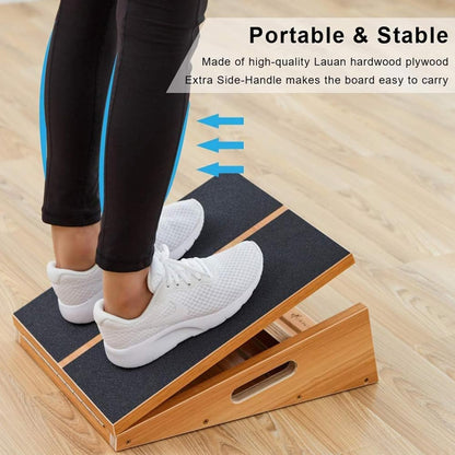 Professional Wooden Slant Board, Adjustable Incline Board, and Calf Stretcher, Stretch Board - Extra Side-Handle Design for Portability, Full-Coverage